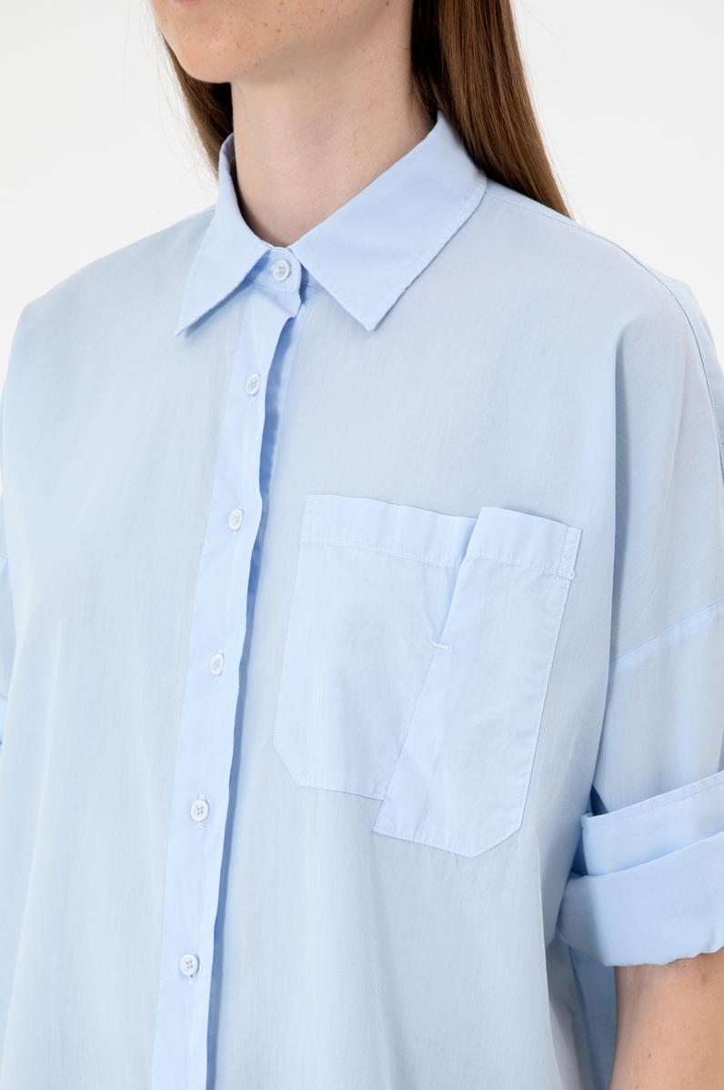 Kadın Açık Mavi Uzun Kollu Gömlek