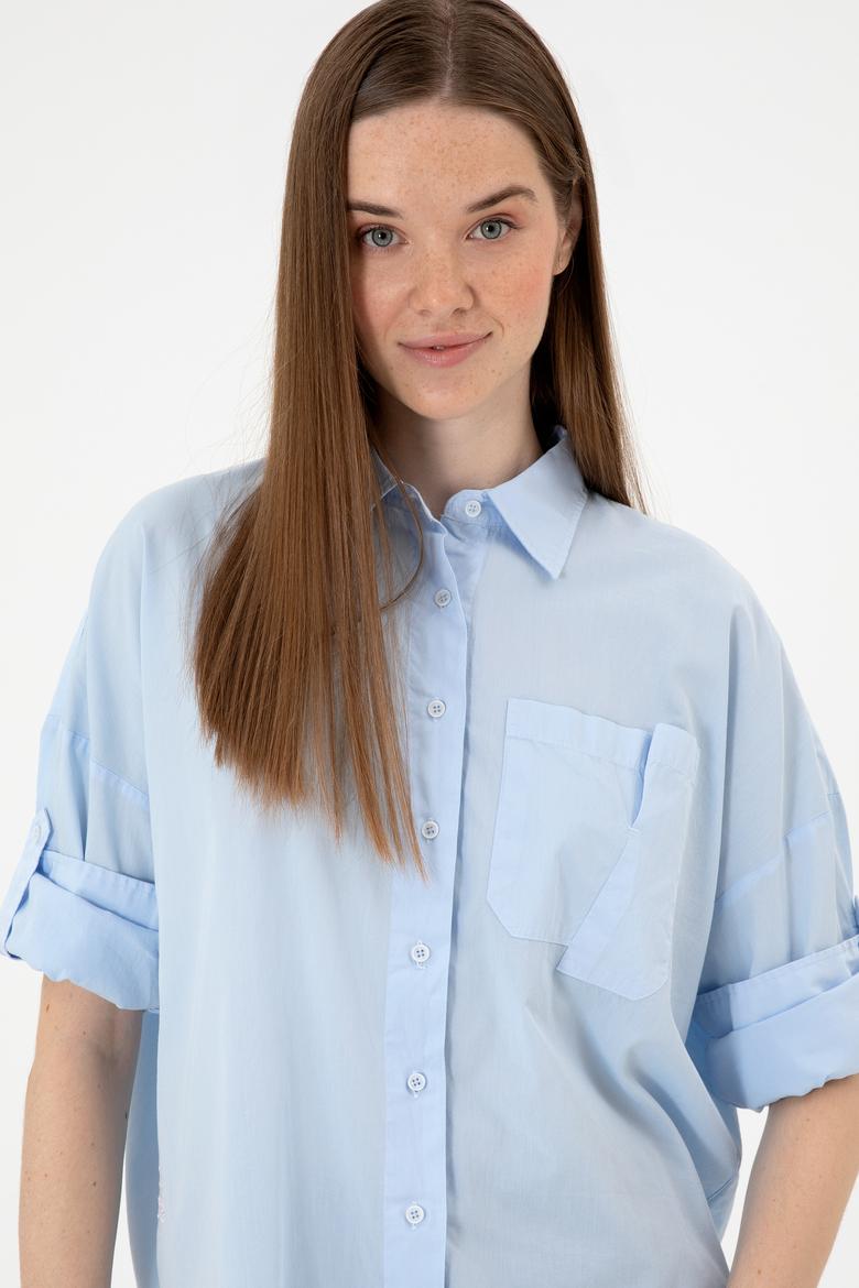 Kadın Açık Mavi Uzun Kollu Gömlek - 50300096004