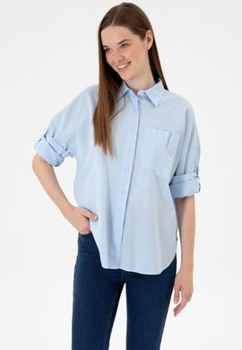 Kadın Açık Mavi Uzun Kollu Gömlek - 50300096004