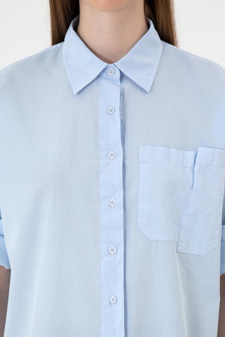 Kadın Açık Mavi Uzun Kollu Gömlek - 50300096004