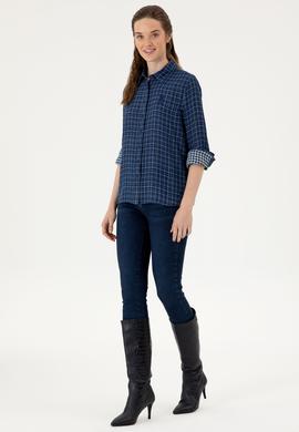 Kadın Lacivert Uzun Kollu Gömlek - 50299540007