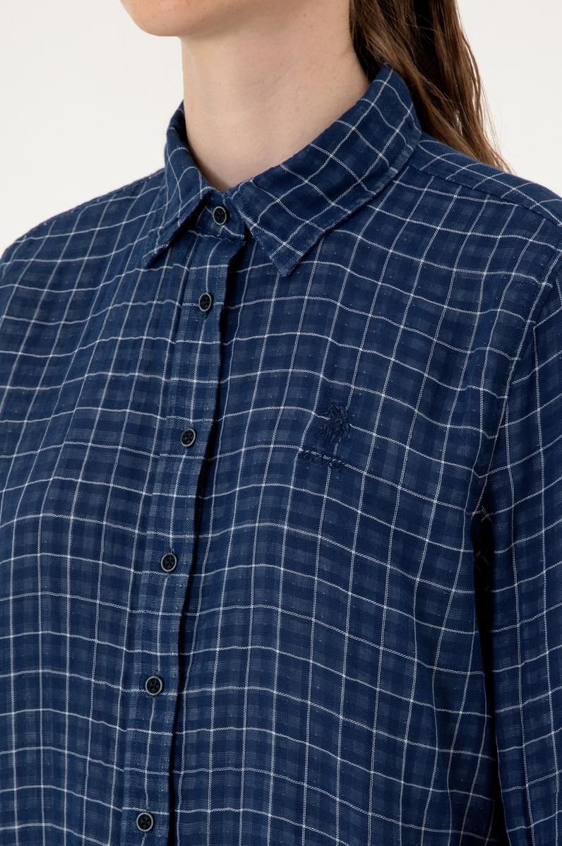 Kadın Lacivert Uzun Kollu Gömlek