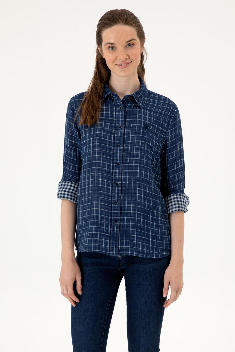 Kadın Lacivert Uzun Kollu Gömlek - 50299540007