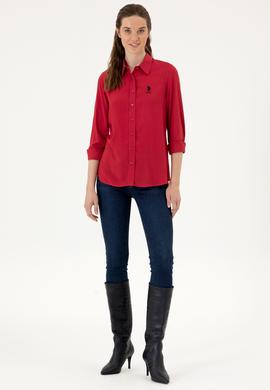 Kadın Vişne Uzun Kollu Gömlek - 50316429045