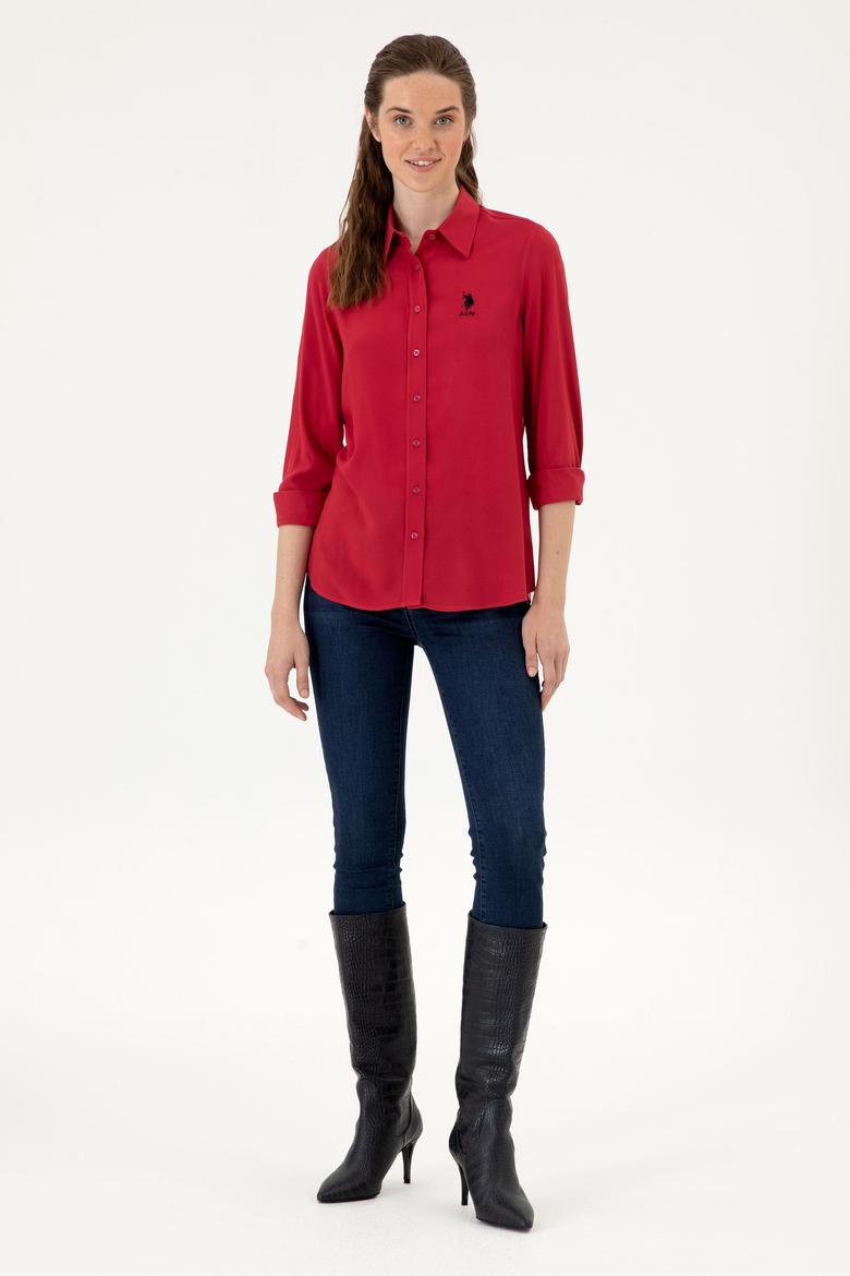 Kadın Vişne Uzun Kollu Gömlek - 50316429045