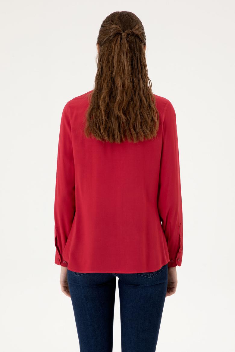 Kadın Vişne Uzun Kollu Gömlek - 50316429045