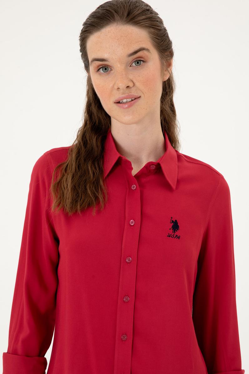 Kadın Vişne Uzun Kollu Gömlek