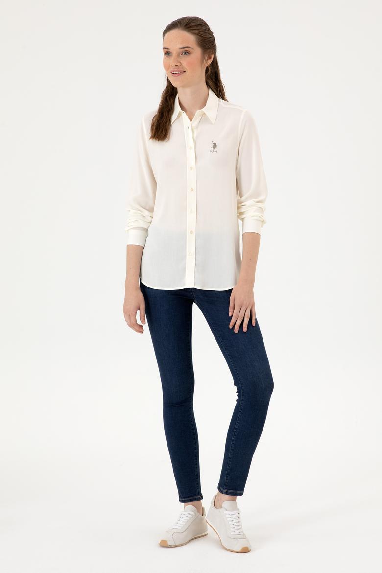 Kadın Beyaz Uzun Kollu Gömlek - 50316429034
