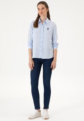 Kadın Açık Mavi Uzun Kollu Gömlek - 50316429020