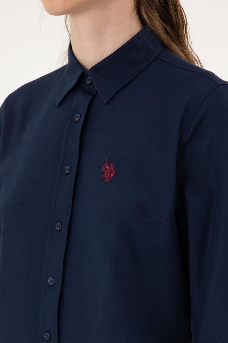 Kadın Lacivert Uzun Kollu Basic Gömlek