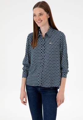 Kadın Lacivert Uzun Kollu Gömlek - 50317243005