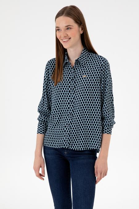 Kadın Lacivert Uzun Kollu Gömlek