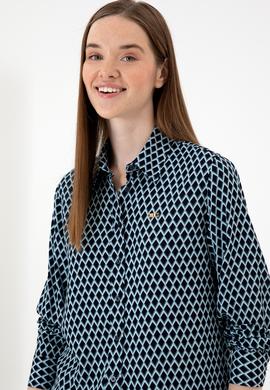 Kadın Lacivert Uzun Kollu Gömlek - 50317243005