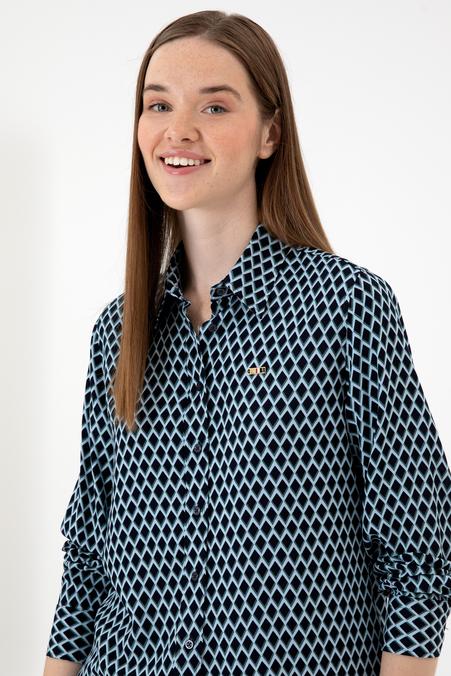 Kadın Lacivert Uzun Kollu Gömlek