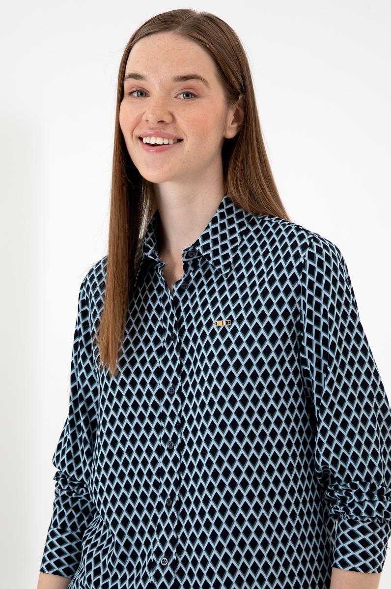 Kadın Lacivert Uzun Kollu Gömlek