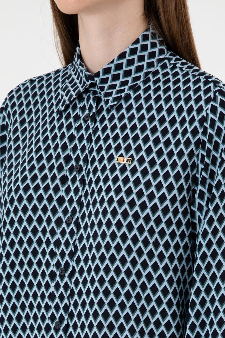 Kadın Lacivert Uzun Kollu Gömlek - 50317243005