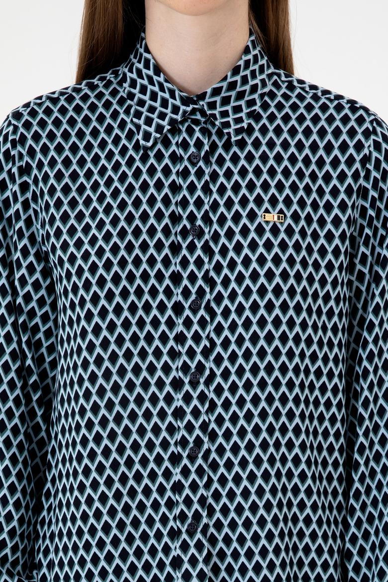 Kadın Lacivert Uzun Kollu Gömlek - 50317243005