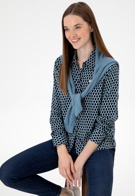 Kadın Lacivert Uzun Kollu Gömlek - 50317243005