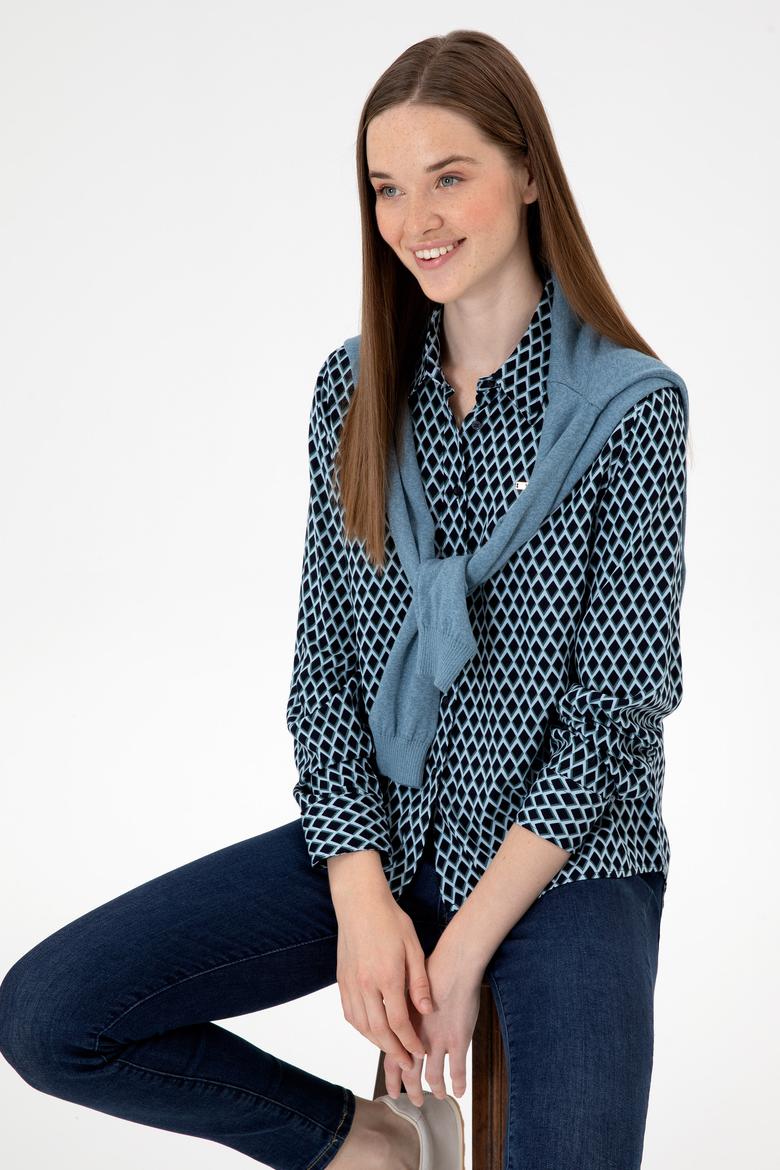 Kadın Lacivert Uzun Kollu Gömlek - 50317243005