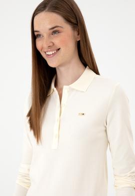 Kadın Krem Basic Polo Yaka Sweatshırt - 50313593116