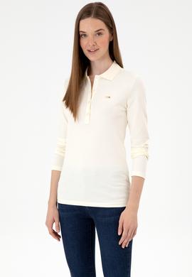 Kadın Krem Basic Polo Yaka Sweatshırt - 50313593116