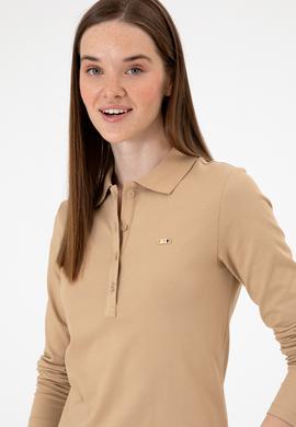 Kadın Kum Basic Polo Yaka Sweatshırt - 50313593086