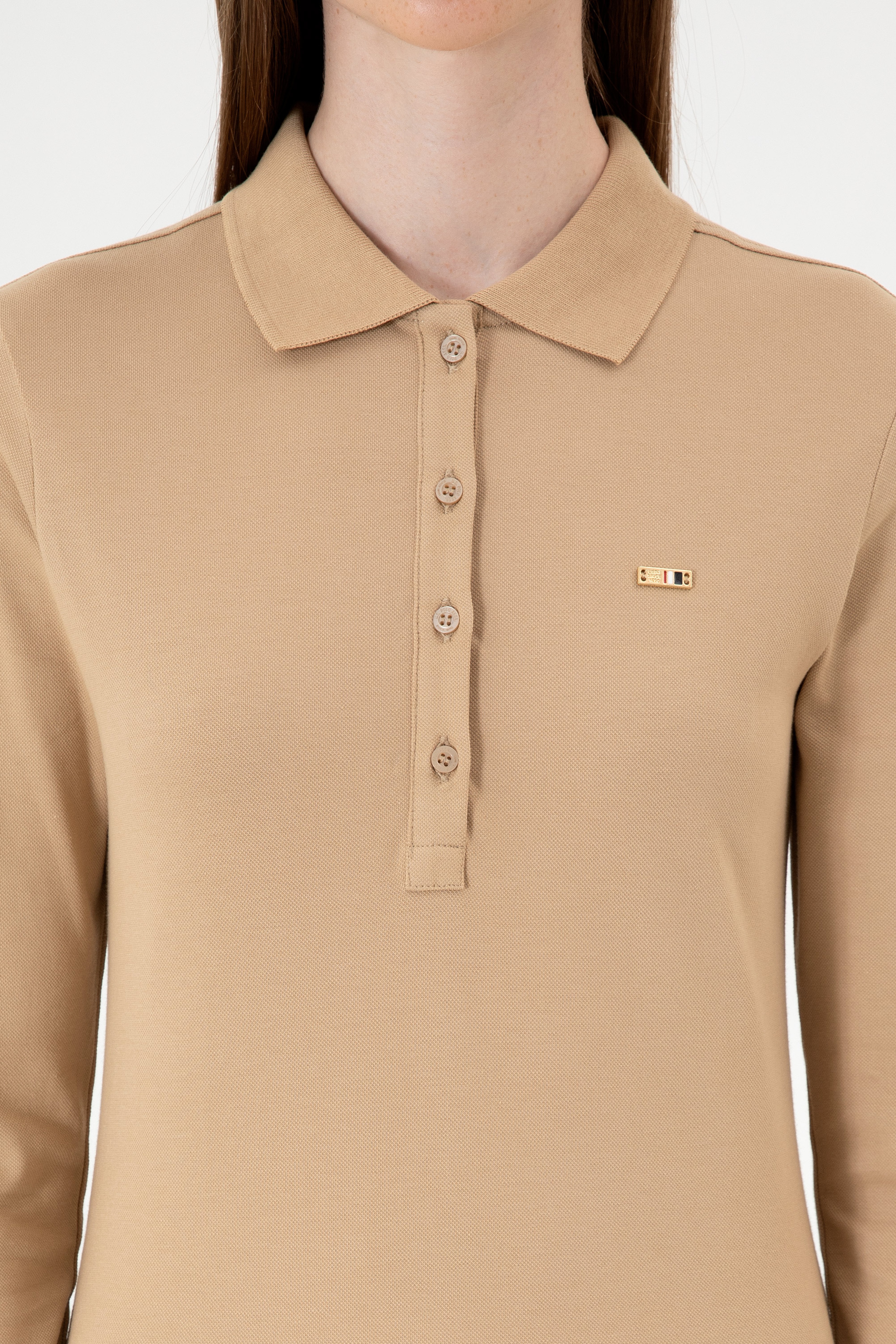 Kadın Kum Basic Polo Yaka Sweatshırt - Image 6
