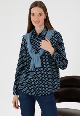 Kadın Lacivert Uzun Kollu Gömlek - 50297114003