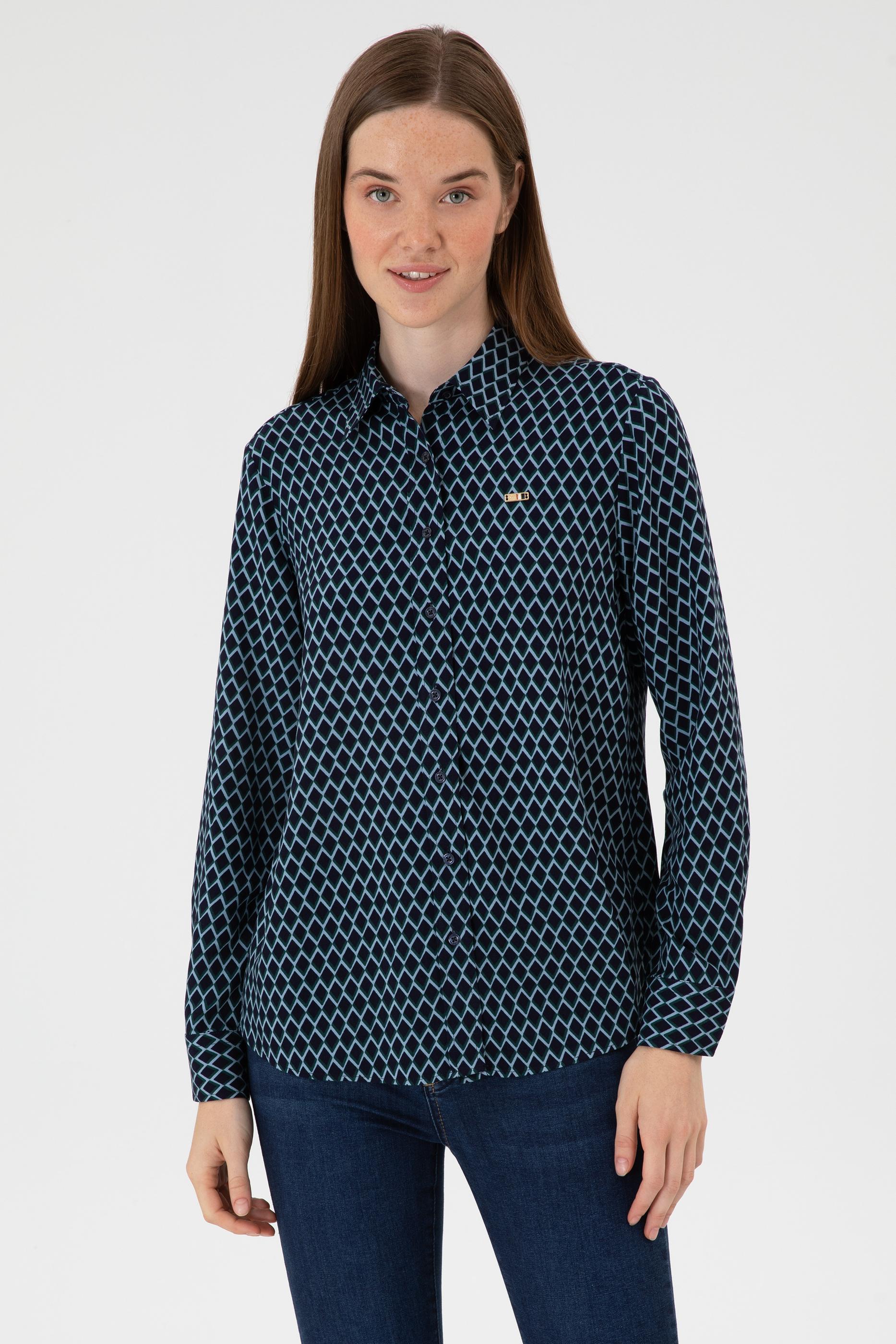 Kadın Lacivert Uzun Kollu Gömlek