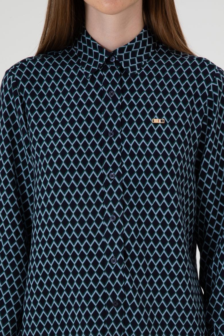 Kadın Lacivert Uzun Kollu Gömlek - 50297114003