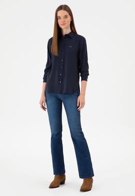 Kadın Lacivert Uzun Kollu Gömlek - 50271862036