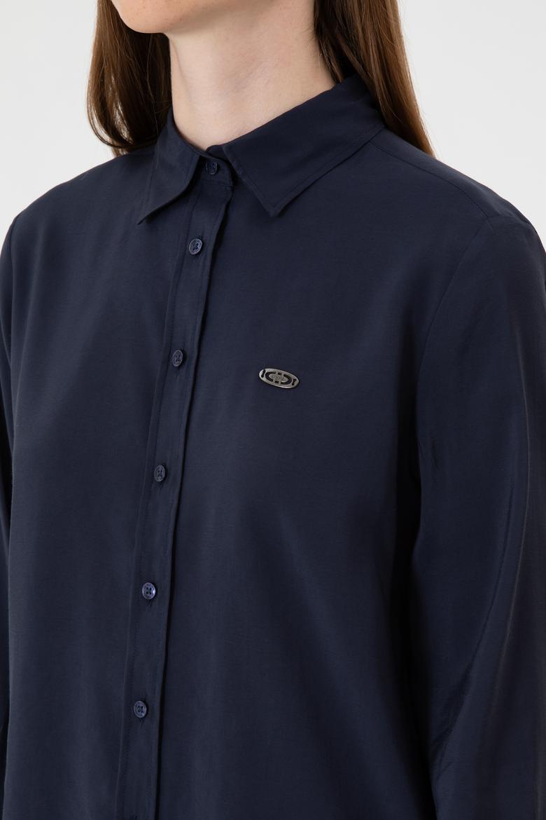 Kadın Lacivert Uzun Kollu Gömlek - 50271862036