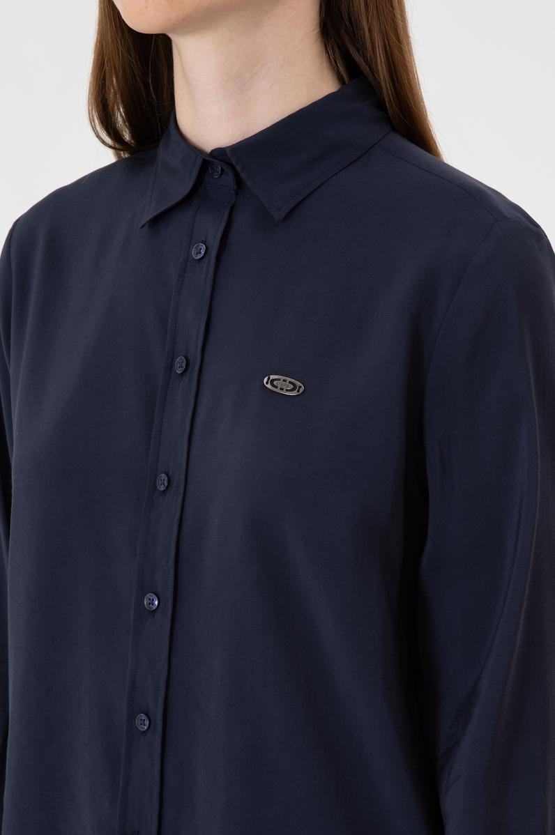 Kadın Lacivert Uzun Kollu Gömlek