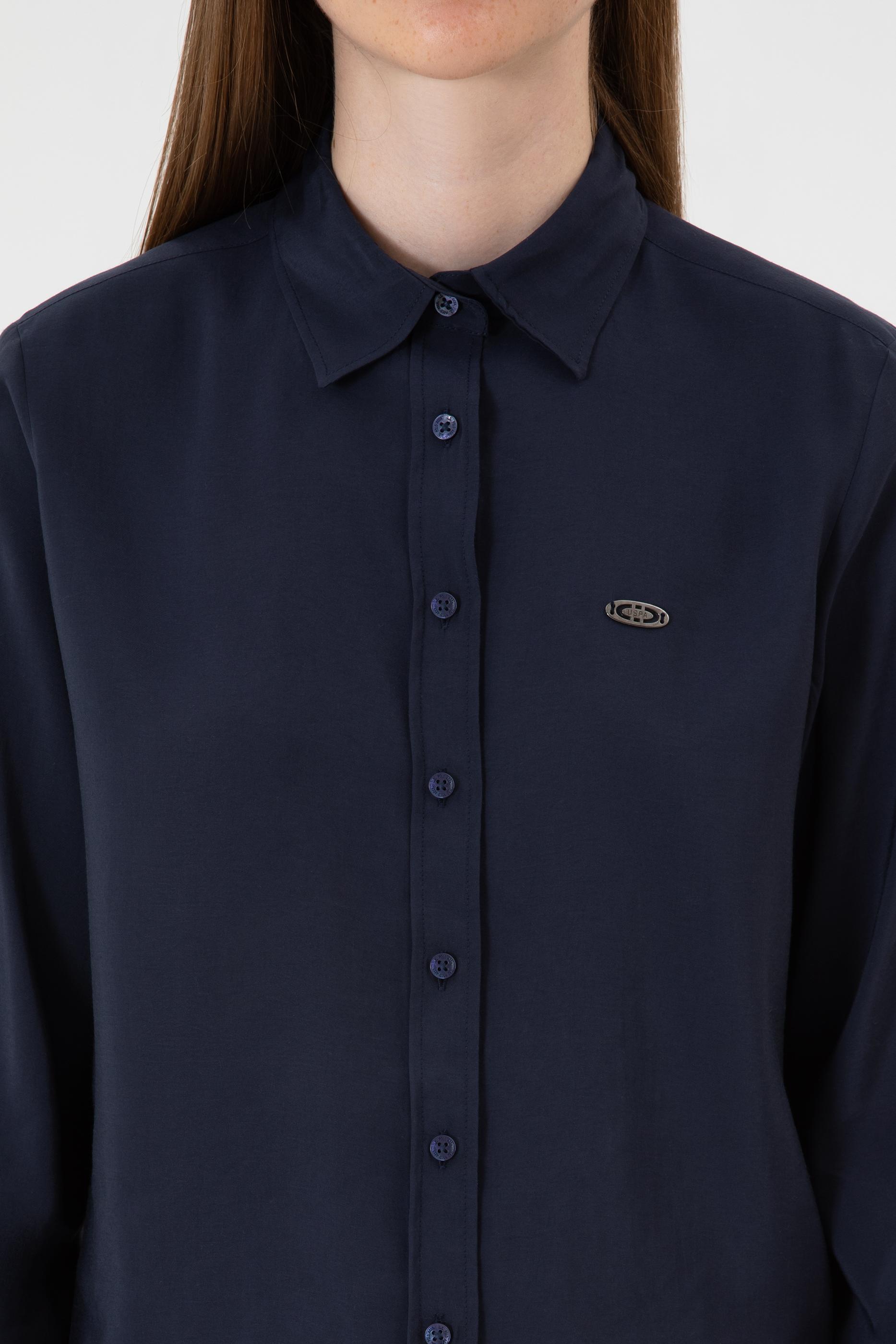 Kadın Lacivert Uzun Kollu Gömlek