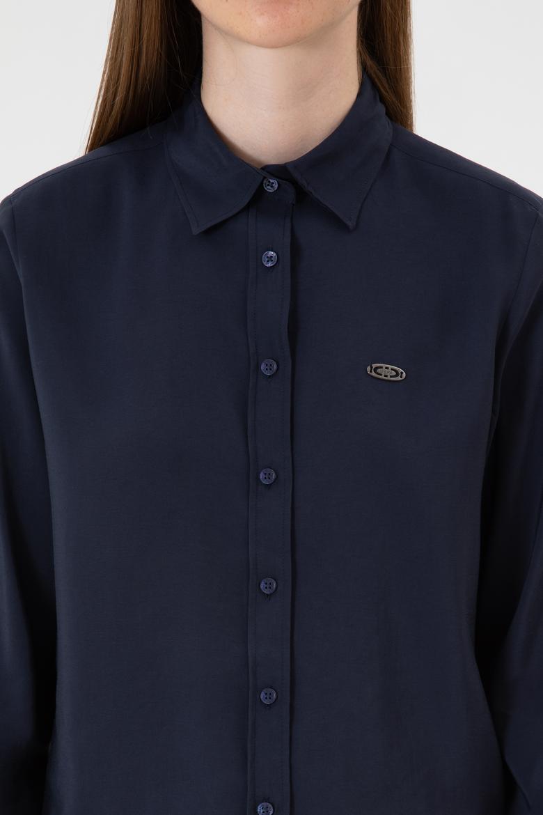 Kadın Lacivert Uzun Kollu Gömlek - 50271862036