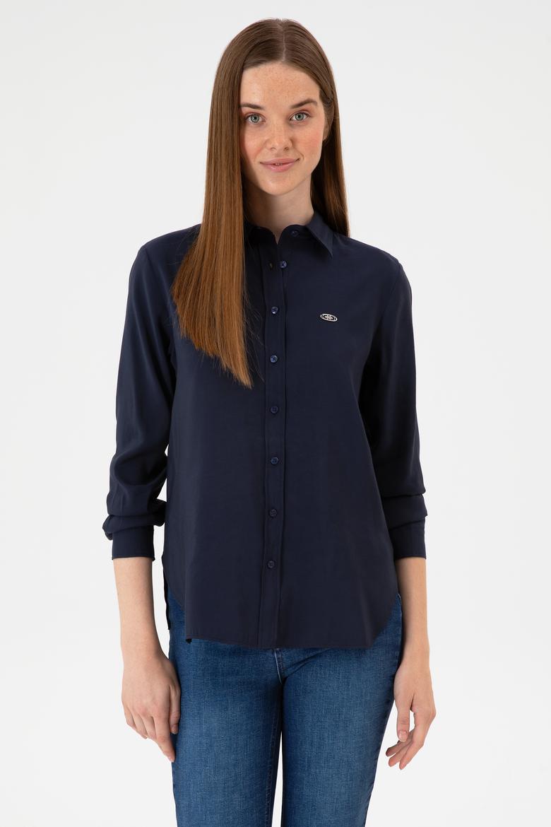 Kadın Lacivert Uzun Kollu Gömlek