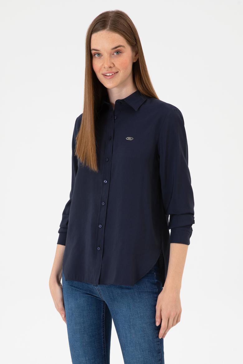Kadın Lacivert Uzun Kollu Gömlek - 50271862036