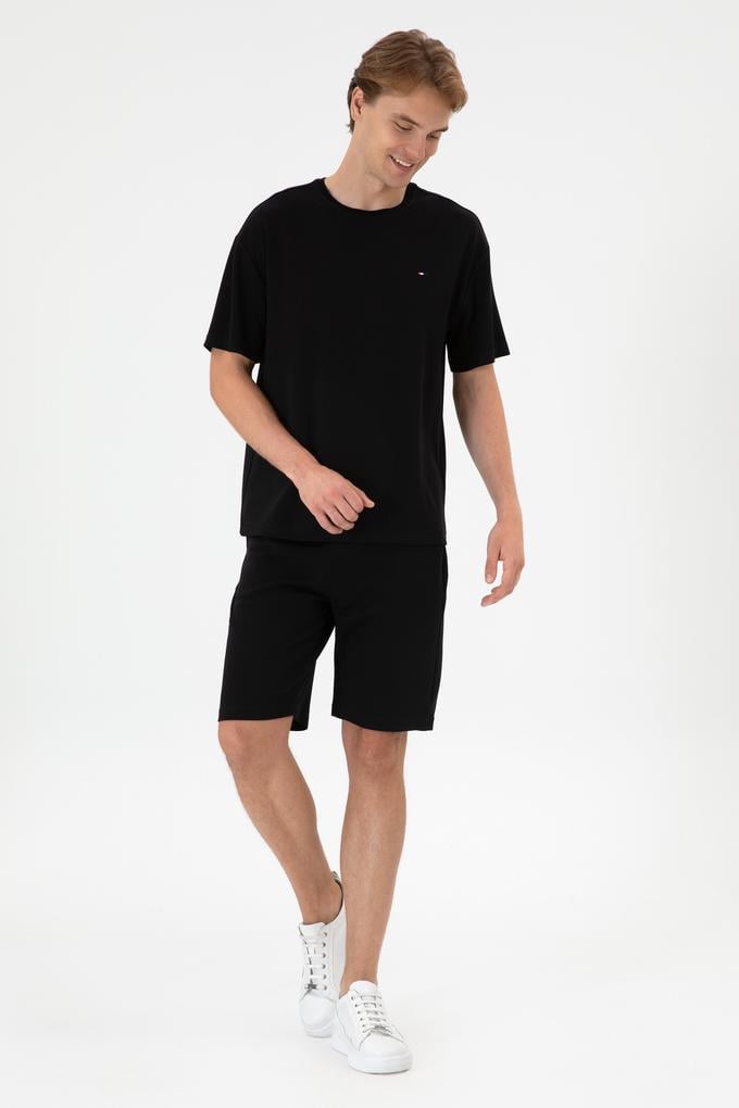 Erkek Siyah Örme Şort