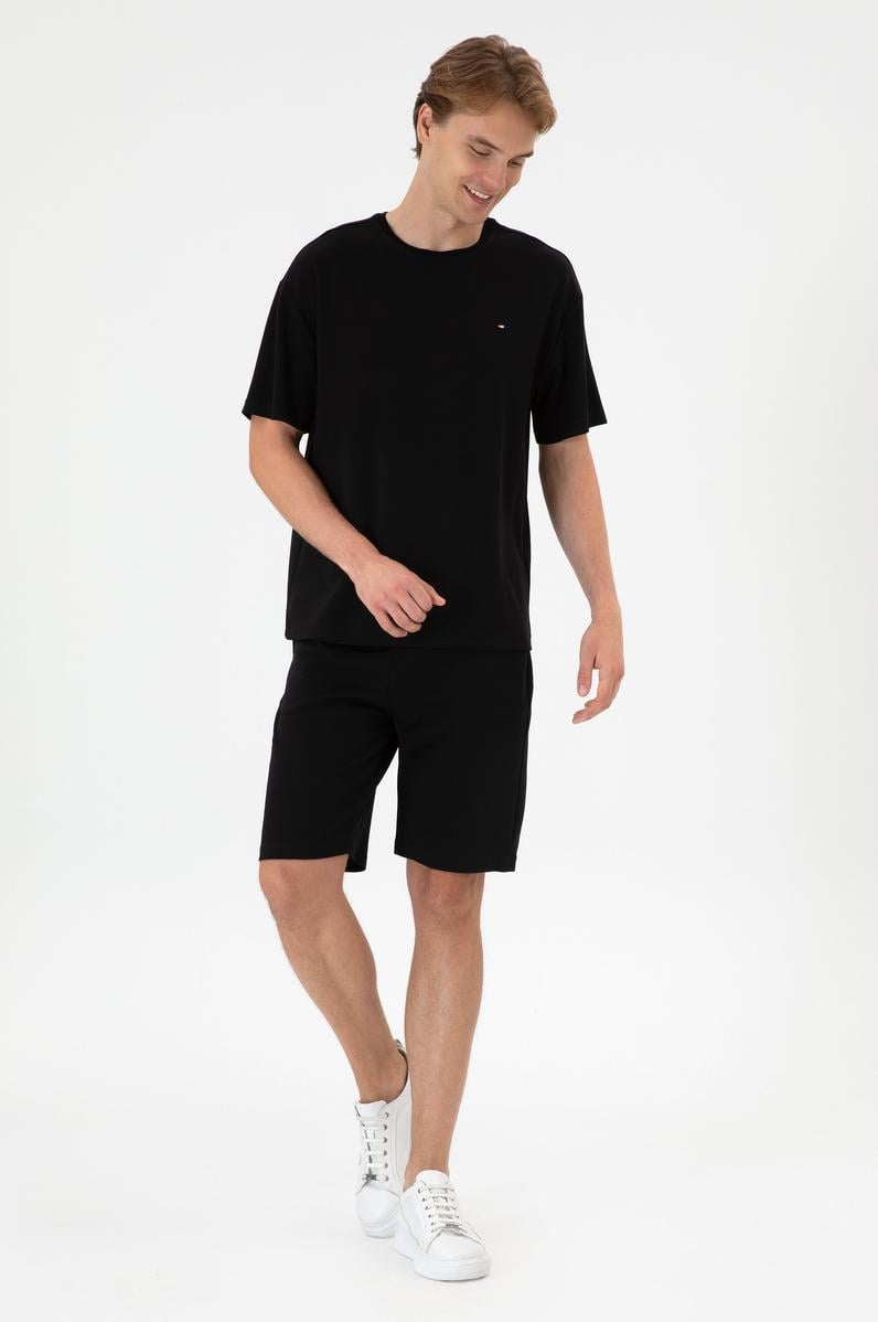 Erkek Siyah Örme Şort