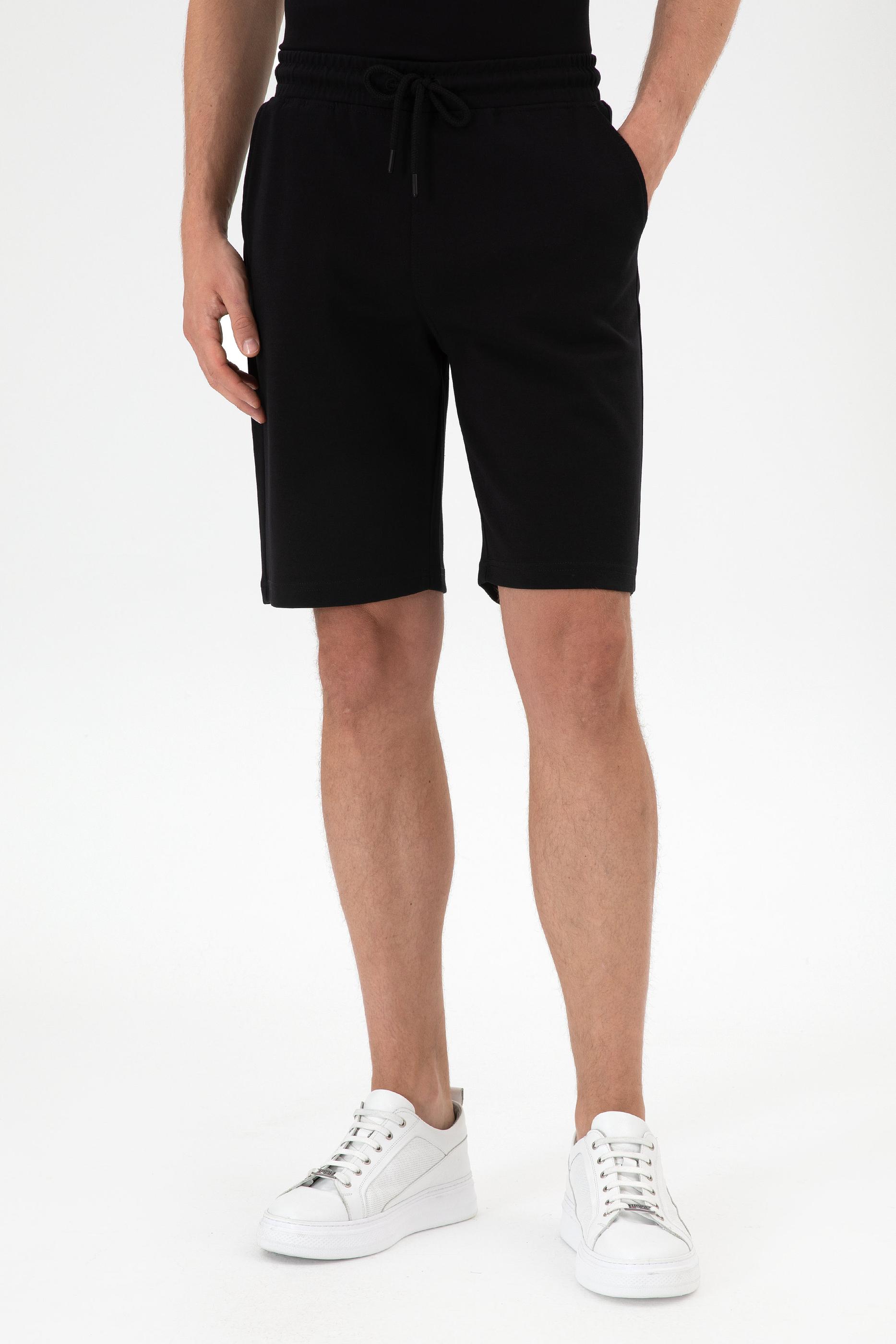 Erkek Siyah Örme Şort