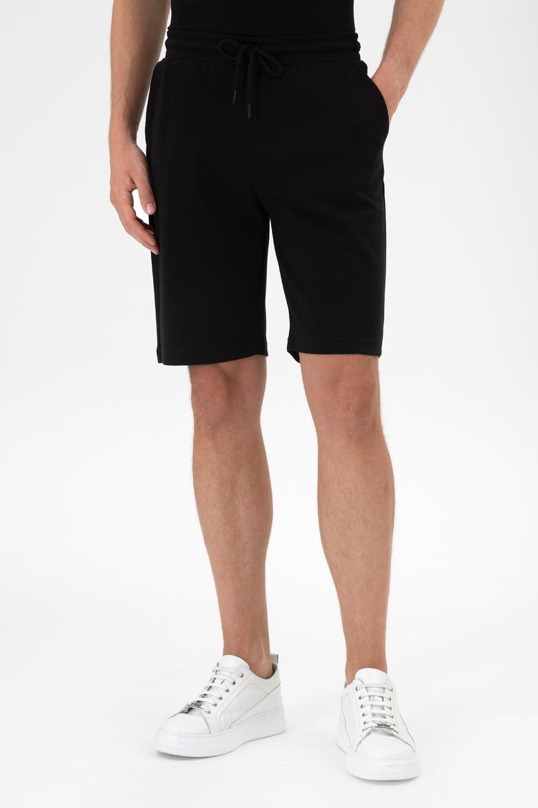 Erkek Siyah Örme Şort - 50307310017