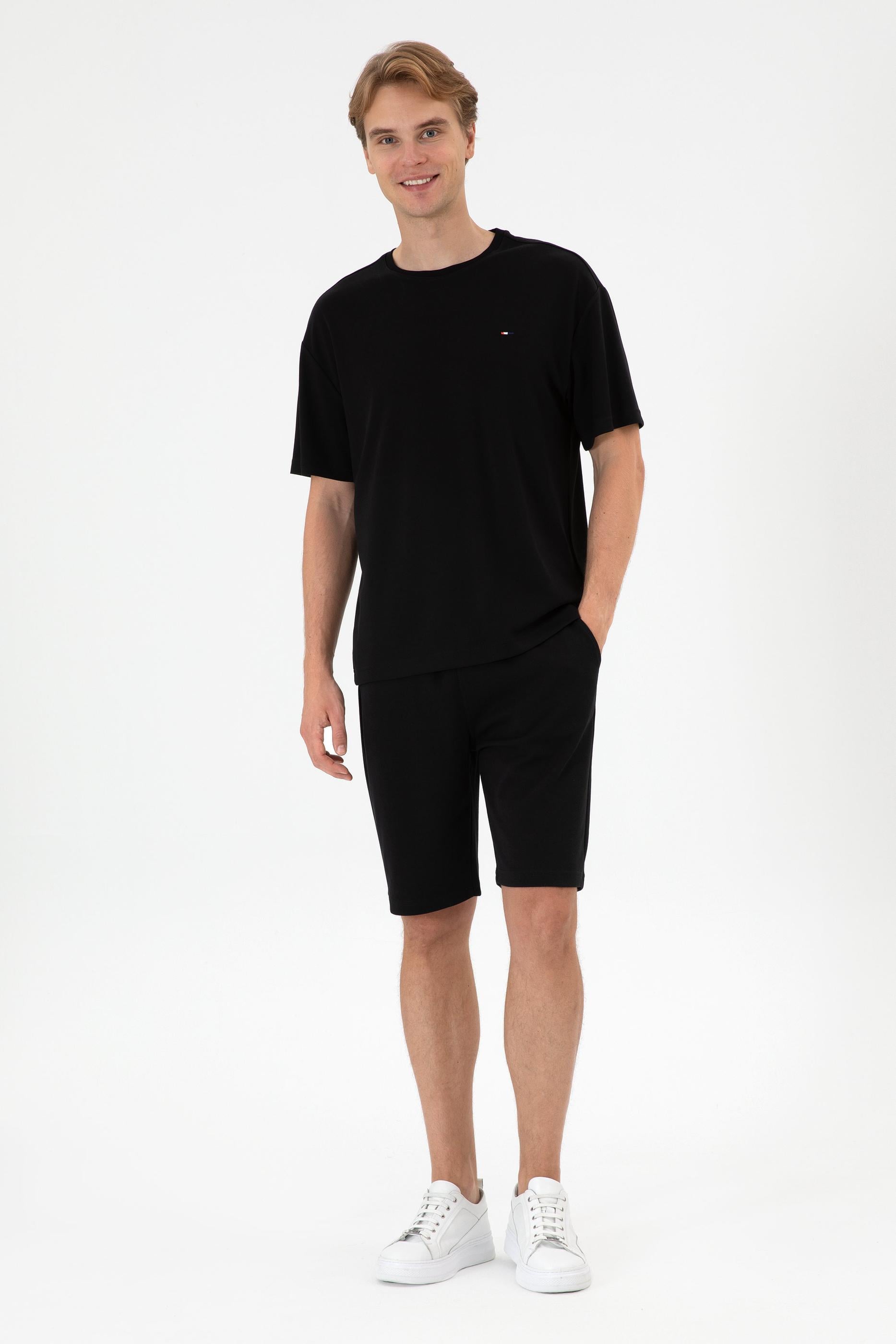 Erkek Siyah Örme Şort