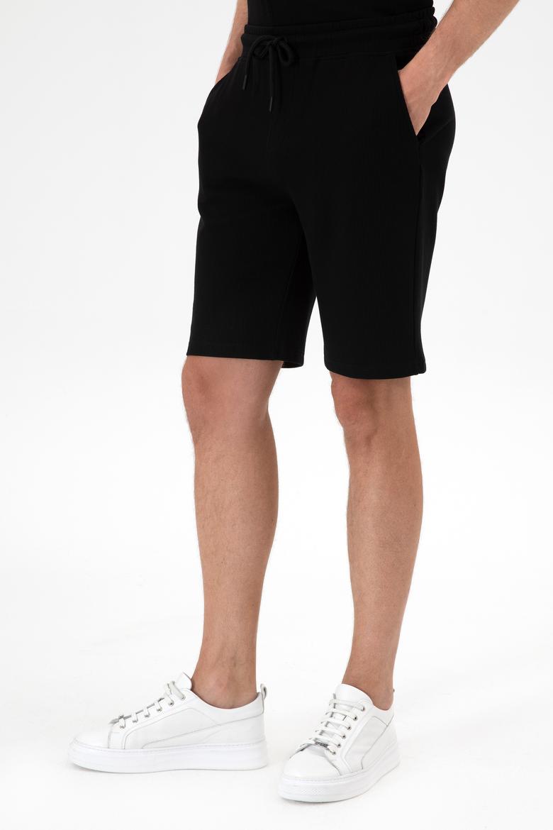 Erkek Siyah Örme Şort - 50306964016