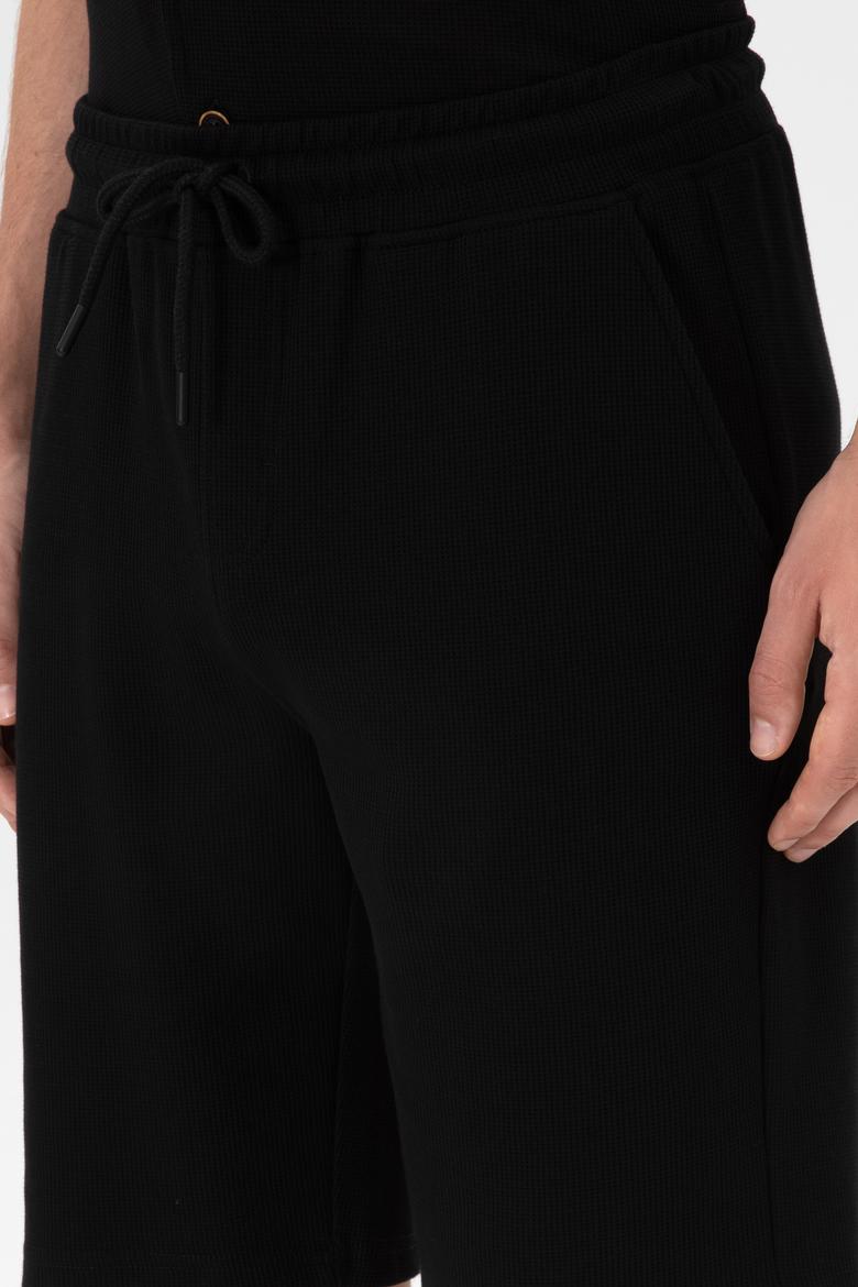 Erkek Siyah Örme Şort - 50306964016