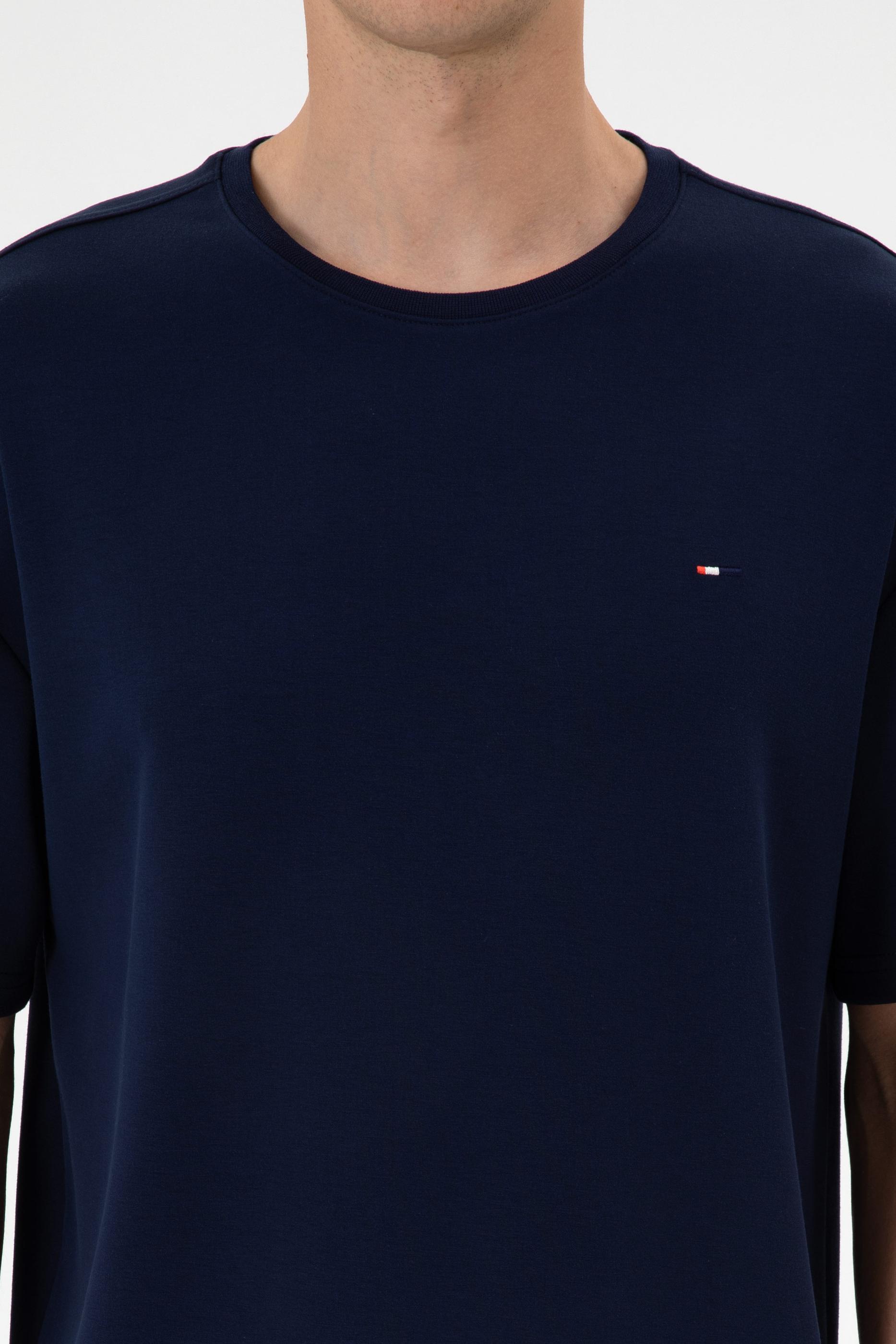 Erkek Comfort Fit Bisiklet Yaka Lacivert Tişört