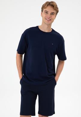 Erkek Comfort Fit Bisiklet Yaka Lacivert Tişört - 50307322007