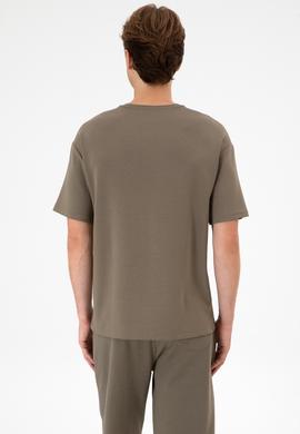 Erkek Comfort Fit Bisiklet Yaka Vizon Tişört - 50307322070