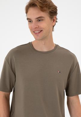 Erkek Comfort Fit Bisiklet Yaka Vizon Tişört - 50307322070