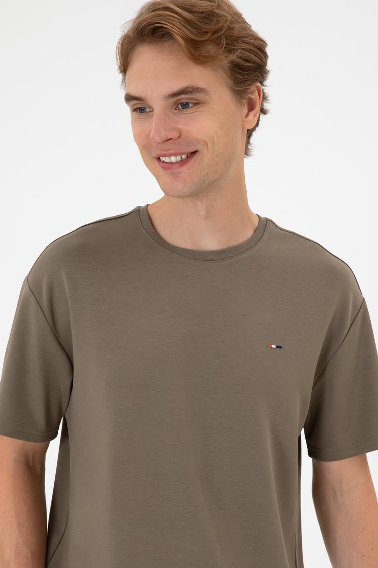 Erkek Comfort Fit Bisiklet Yaka Vizon Tişört - 50307322070