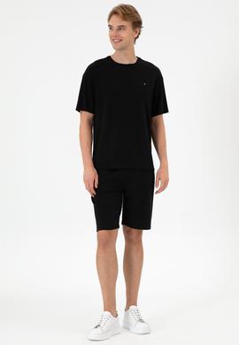 Erkek Comfort Fit Bisiklet Yaka Siyah Tişört - 50307322050